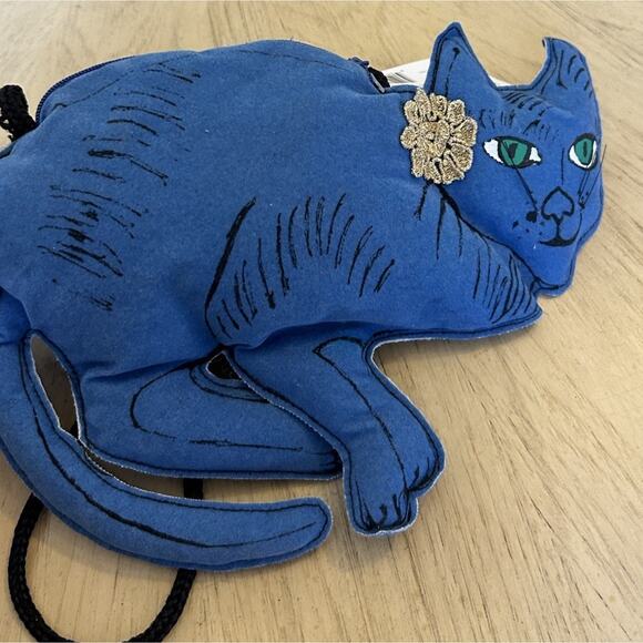 VTG Andy Warhol Blue Cat Pop Art Purse Bag Artsy 80s Retro Hipster Kitty Y2K 00s - Picture 5 of 16